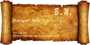 Barger Móric névjegykártya